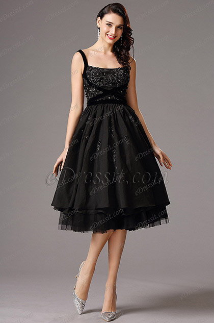 black vintage cocktail dress
