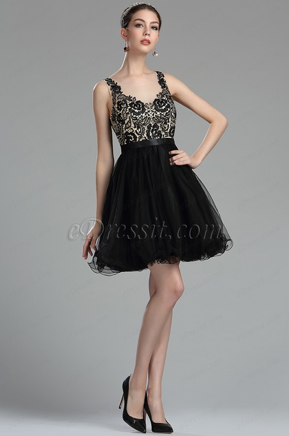 Black Beaded Floral Cocktail and Party Dress Black Beaded Floral Cocktail and Party Dress