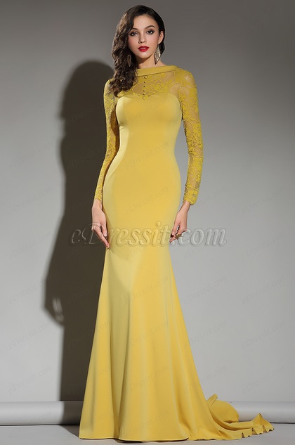 yellow long gown
