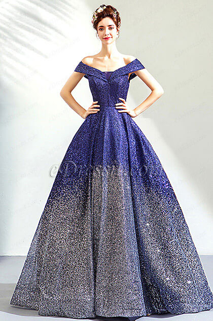 blue sequin gown