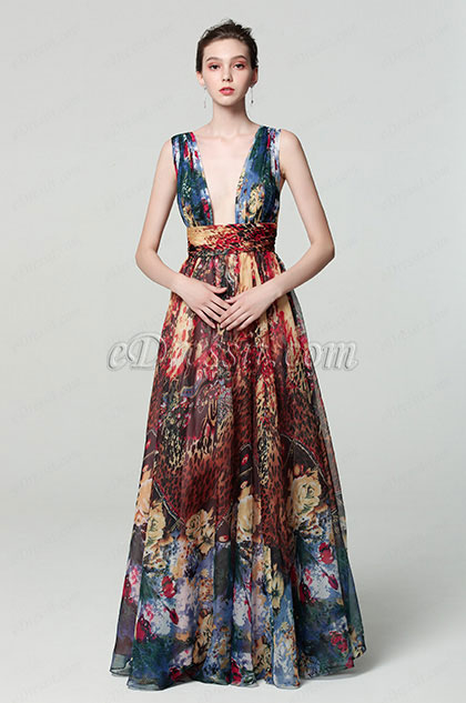 printed ball gown