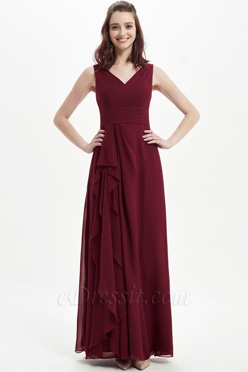 A-Line Chiffon Sleeveless Floor-Length Bridesmaid Dress with Straps for Wedding Party A-Line Chiffon Sleeveless Floor-Length Bridesmaid Dress with Straps for Wedding Party