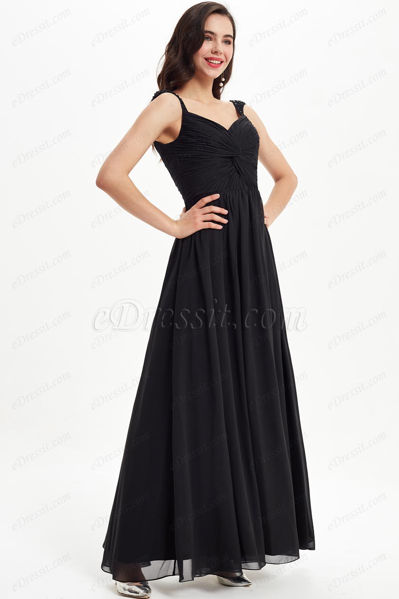 eDressit Black Beads Straps VCut Bridesmaid Dress (07211500)