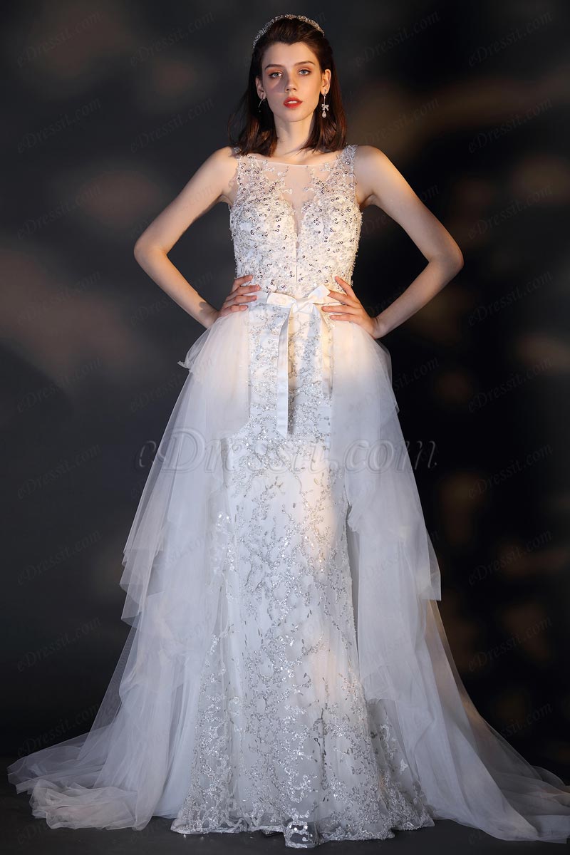 Shiny Hand-Made Beads&Sequins Sparkle Wedding Bridal Dress Shiny Hand-Made Beads&Sequins Sparkle Wedding Bridal Dress