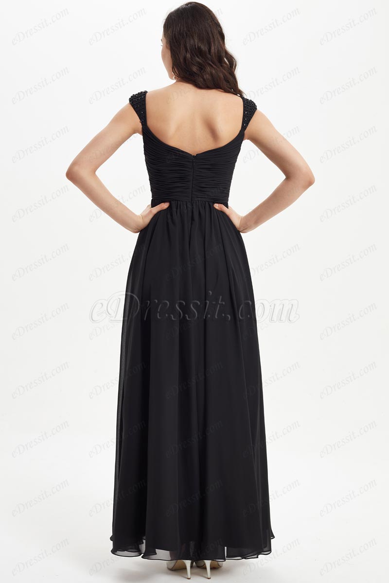 eDressit Black Beads Straps VCut Bridesmaid Dress (07211500)