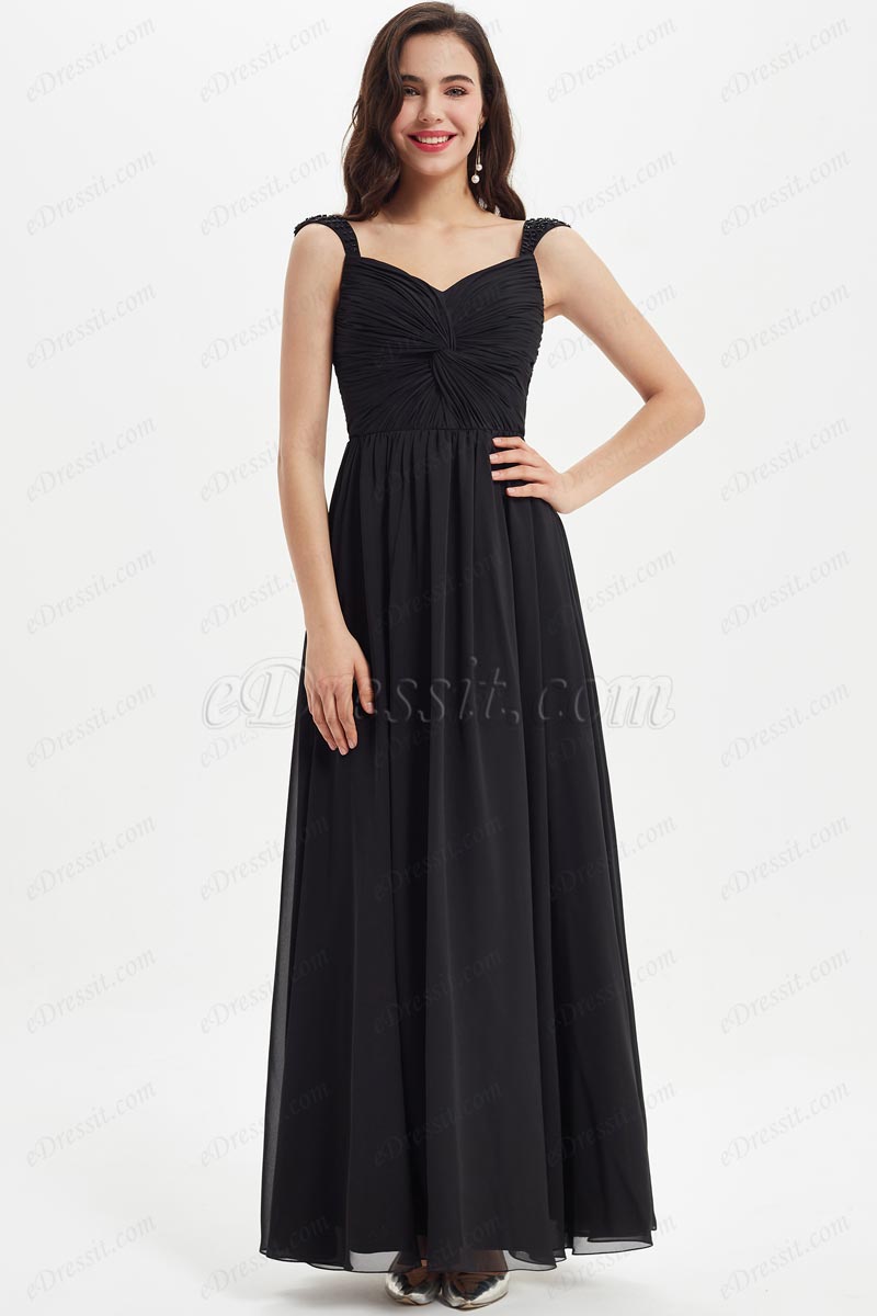 eDressit Black Beads Straps VCut Bridesmaid Dress (07211500)