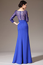 Formal Vestido de Madre de la Novia Azul Encaje Mangas