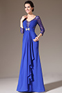 Formal Vestido de Madre de la Novia Azul Encaje Mangas