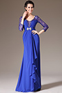 Formal Vestido de Madre de la Novia Azul Encaje Mangas