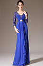 Formal Vestido de Madre de la Novia Azul Encaje Mangas