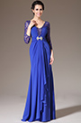 Formal Vestido de Madre de la Novia Azul Encaje Mangas