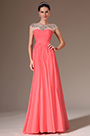 2014 Nuevo Neto Arriba Escote Redondo Largura Completa Vestido Formal