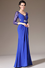 Formal Vestido de Madre de la Novia Azul Encaje Mangas