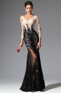 Best Pailletten Spitze Ärmel Abendkleid Ballkleid