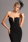 Robe de soirée cache-coeur sans bretelle noir
