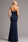 Dark Blue Strapless Sweetheart Bodice Slit Prom Evening Dress