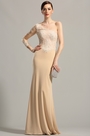 Beige Vestido Formal de Noche Solo Hombro en Encaje