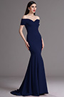 Robe de Soirée Hors Épaule Sirène Bleu Marine