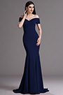 Robe de Soirée Hors Épaule Sirène Bleu Marine