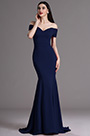 Robe de Soirée Hors Épaule Sirène Bleu Marine