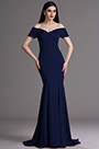 Robe de Soirée Hors Épaule Sirène Bleu Marine