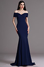 Robe de Soirée Hors Épaule Sirène Bleu Marine