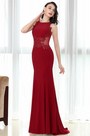 Burgundy Lace Appliques Prom Mermaid Gown