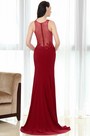 Burgundy Lace Appliques Prom Mermaid Gown