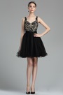 Black Beaded Floral Cocktail and Party Dress