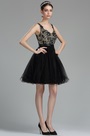 Black Beaded Floral Cocktail and Party Dress