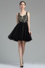 Black Beaded Floral Cocktail and Party Dress