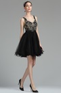Black Beaded Floral Cocktail and Party Dress