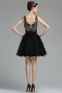 Black Beaded Floral Cocktail and Party Dress