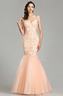 Pfirsich formell Ballkleid Meerjungdrau Kleid