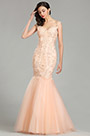 Pfirsich formell Ballkleid Meerjungdrau Kleid
