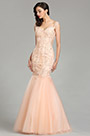 Pfirsich formell Ballkleid Meerjungdrau Kleid