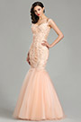 Pfirsich formell Ballkleid Meerjungdrau Kleid