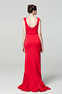 Vestido de Fiesta con Volante en V Profundo rojo
