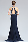 Sexy Blau Halter Perlen Lang Prom Abendkleid
