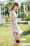 Summer Women Ruffle Midi Dress Leopard Floral Dress