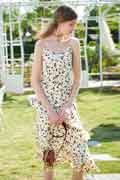 Summer Women Ruffle Midi Dress Leopard Floral Dress