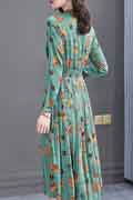 Green Floral Women Summer Party Maxi Dress