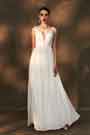 Vestido de novia de novia con tirantes en V profundos