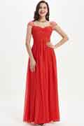 Cap Sleeve Sweetheart Red Wedding Bridesmaid Dress