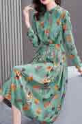 Green Floral Women Summer Party Maxi Dress