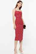 New Summer Spaghetti Red Polka Dot Dress Pencil Dress