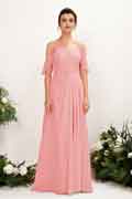 A-Line Chiffon Off-Shoulder Sleeveless Floor-Length Bridesmaid Dress for Wedding Party
