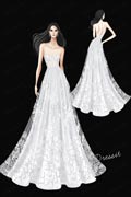 Vestido de novia de tul blanco con velo largo y encaje de novia