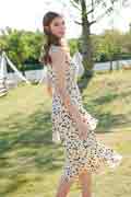 Summer Women Ruffle Midi Dress Leopard Floral Dress