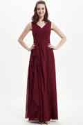 A-Line Chiffon Sleeveless Floor-Length Bridesmaid Dress with Straps for Wedding Party